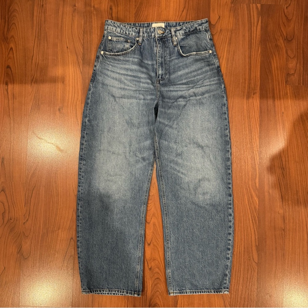Frame Medium Wash Barrel Leg Jeans size 30